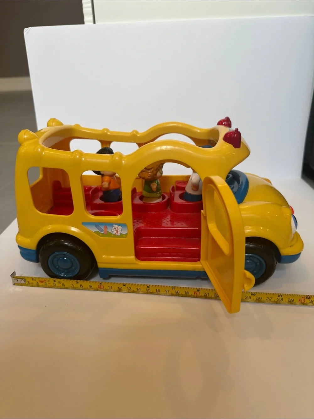 Fisher-Price LittlePeople Talking School Bus Toy with Red Lights and Blue Trim